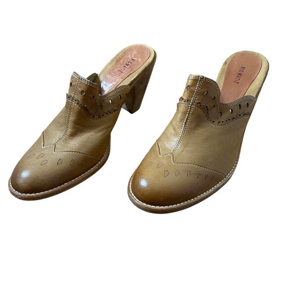 Vic Matie Shoes - VIC MATIE Leather Western Heeled Mule Clog Laser-cut Detail Size US 9 EU 39